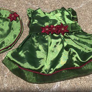 Green and Red Bear Dress and Hat Set